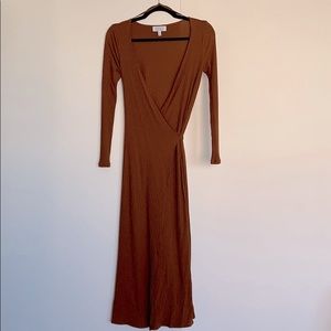 & Other Stories Belted Rib Midi Wrap Dress